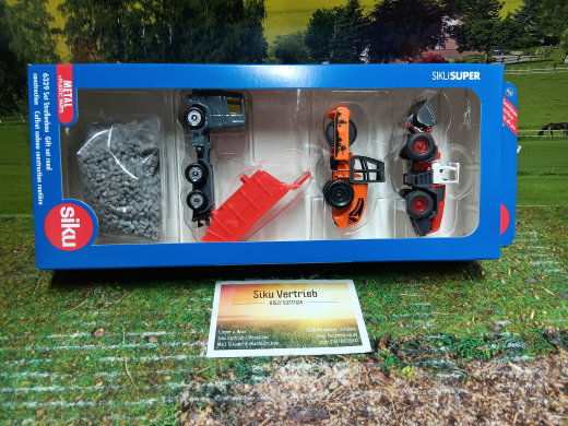 6329-Geschenkset Straßenbau,4-teilig,neu in OVP,ca 1:50/55
