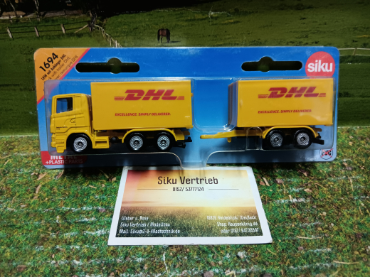 1694-LKW mit Anhänger DHL, Neuheit,neu in OVP,Siku Blister