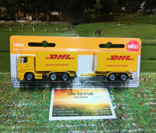 1694-LKW mit Anhänger DHL, Neuheit,neu in OVP,Siku Blister