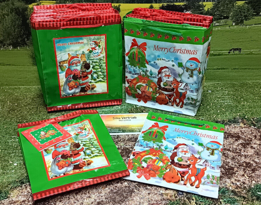 30 Stück kleine Geschenktüten mit süßem Weihnachtsmotiv,2 Motive je 15 Tüten,neu