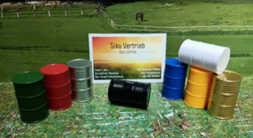 4 Industrie Fässer, Deko,Zubehör für Modellbau,Puppenhaus, neu, ca.:3,5x2cm