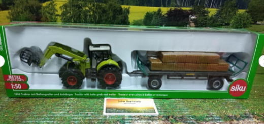 1946 - Claas Frontlader mit Ballengreifer und Anhänger,1:50,neu in OVP