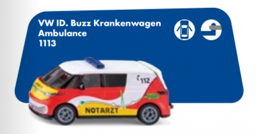 1113-VW Buzz Krankenwagen, Siku Blister, Neuheit 2/2026