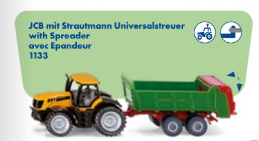 1133-JCB mit Strautmann Universalstreuer,Siku Blister ,Neuheit 2/2026