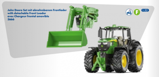 3666-John Deere mit abnehmbarem Frontlader,1:32,Neuheit 2/32