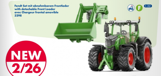 3298-Fendt Set mit abnehmbarem Frontlader,1:32,Neuheit 2/2026
