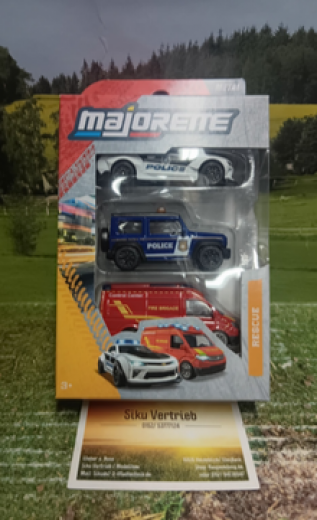 Majorette Rescue Fahrzeuge Set,  1:64, neu in OVP, metall/kunststoff,3-teilig