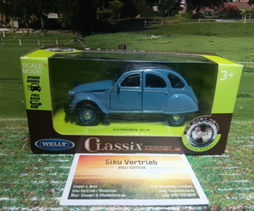 Welly Classix Modells, Citroen 2CV,  1:24,neu in OVP, Oltimer,Ente,blau