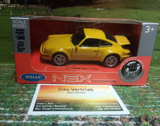 Welly  Modells, Porsche964 Turbo ,  1:24, neu in OVP,  gelb,Oltimer,Rennwagen