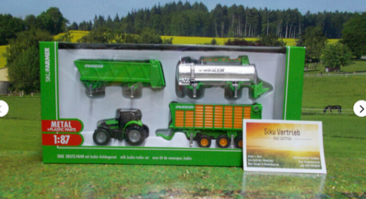 1848 - Deutz Fahr mit Yoschkin Anhänger,1:87,neu in OVP