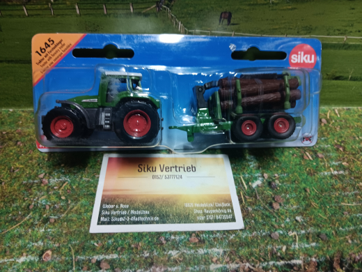 1645 - Traktor mit Forstanhänger,siku Blister, neu in OVP