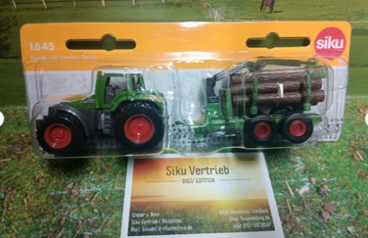 1645 - Traktor mit Forstanhänger,siku Blister, neu in OVP