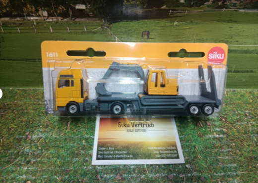 1611 - Tieflader mit Bagger,neu in OVP,Siku Blister