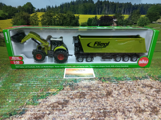 1949 - Claas Traktor mit Frontlader mit Dolly und Fliegt Anhänger,1:50,neu in OVP