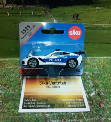 1525 - Chevrolet Corvette ZR1 Polizei,Siku Blister,neu in OVP