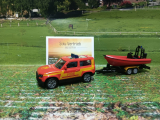 1608- Land Rover Defender mit Boot, Feuerwehr,Siku Blister,neu in OVP,Neuheit 1/25