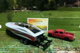2568- Ford F150 mit Motorboot, Neuheit 1/25, 1:55,neu in OVP