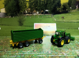 1843 - John Deere mit Frontlader und Anhänger,1:87,neu in OVP