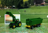 1843 - John Deere mit Frontlader und Anhänger,1:87,neu in OVP