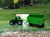 1606 - Deutz Fahr mit Fortuna 2-Achs Anhänger,Siku Blister,neu in OVP