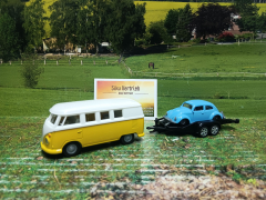 2567- VW T1 mit Anhänger und VW Käfer, 1:50,Neuheit 1/25
