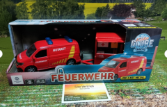 Kids Globe VW Feuerwehr mit Anhänger,Spielset,metall/kunstst.neu in OVP