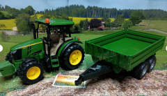 Bruder John Deere 5115 M mit Bordwandanhänger, 1:16, neu in OVP