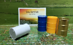 4 Industrie Fässer, Deko,Zubehör für Modellbau,Puppenhaus, neu, ca.:3,5x2cm