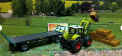 1946 - Claas Frontlader mit Ballengreifer und Anhänger,1:50,neu in OVP