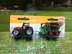 1134-Massey Ferguson mit Forstanhänger,Siku Blister,Neuheit 2/2026
