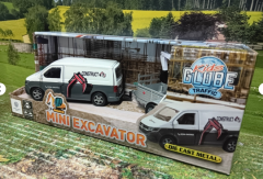 Kids Globe VW Transporter mit Minibagger weiß,Spielset,metall/kunstst.neu in OVP