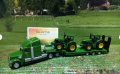 1837 - LKW mit Tieflader und 2  John Deere Traktoren,1:87,neu in OVP