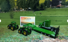 1837 - LKW mit Tieflader und 2  John Deere Traktoren,1:87,neu in OVP