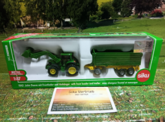 1843 - John Deere mit Frontlader und Anhänger,1:87,neu in OVP
