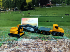 1611 - Tieflader mit Bagger,neu in OVP,Siku Blister